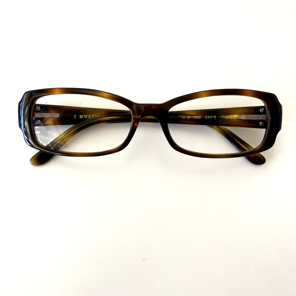 BVLGARI 455B 502 Eyeglasses Rectangular 53 16 135 Tortoise Shell Brown Italy